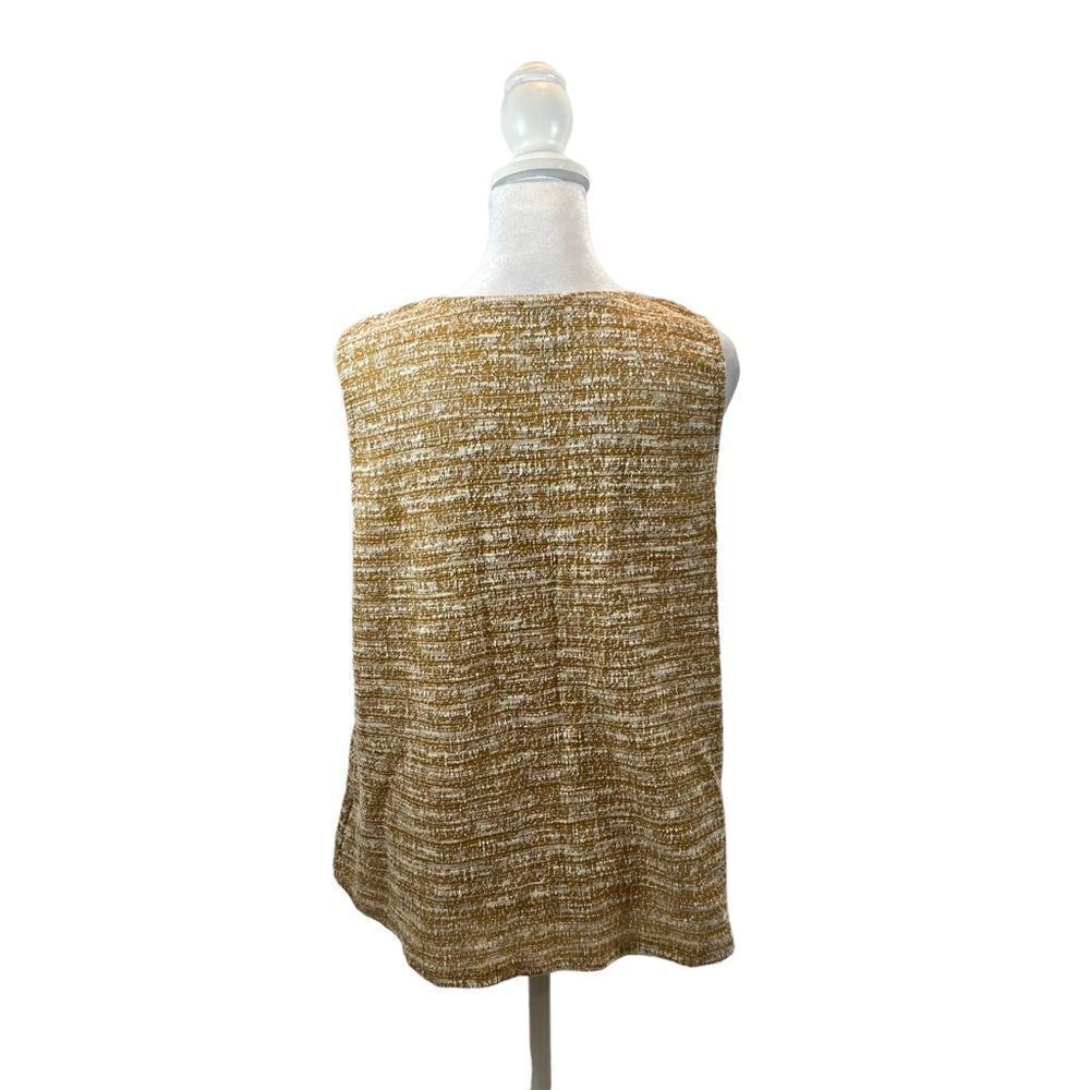 W5 Brand Mustard Tweed Button Up Tank Top Size Medium - Picture 5 of 10